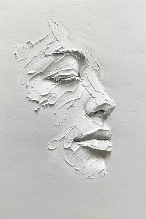 Three Color Painting, Textured Portraits Painting, Painting With Cement, Thick Paint Art, Textured Portraits, Line Art Drawings Simple, Texture Portrait, Drywall Art, Acrylic Background