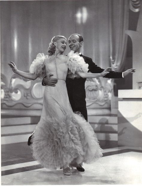 Ginger Rogers wearing a dress made to twirl in with Fred Astaire Swing Time Fred And Ginger, Jitterbug, Ginger Rogers, Shall We Dance, Katharine Hepburn, Partner Dance, Fred Astaire, Lucille Ball, Rita Hayworth