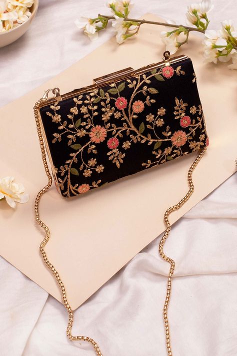 Embroidered Clutch Bag, Personalized Clutch, Silk Clutch, Diy Clutch, Everyday Handbag, Floral Clutches, Embroidered Clutch, Floral Purse, Clutch Black