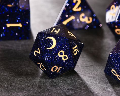 Blue Sandstone Gemstone Moon Dice Set - Etsy UK 3d Dice, Cool Dnd Dice, Dnd Dice Set, Dungeons And Dragons Dice, Blue Sandstone, Rpg Dice, Dice Box, Dice Tray, Dnd Dice