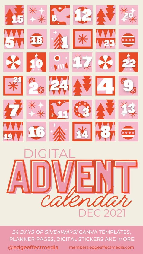 THE COUNTDOWN TO CHRISTMAS… While we all love chocolates behind little paper doors, here’s an even better advent your business will adore! 24 days til Christmas and each little square Has oodles of gifts, and goodies to share! Canva templates, printables and planners galore! Journal prompts, affirmations, discounts & more! Your digital advent calendar is waiting for you… (and bonus… it’s totally sugar-free too!) Animated Advent Calendar, Virtual Advent Calendar, Advent Calendar Graphic, Digital Advent Calendar Design, Advent Calendar Template, Advent Calendar Digital, Digital Advent Calendar, Advent Calendar Printable, Calendar Graphic