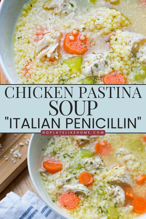 Italian Chicken Pastina Soup Patina Chicken Soup, Penicillin Drink Recipe, Pastina Chicken Noodle Soup, Ditalini Chicken Noodle Soup, Chicken Soup Pastina, Italian Chicken Noodle Soup Recipes, Stelline Pasta Soup, Chicken Soup Italian, Instant Pot Pastina Soup