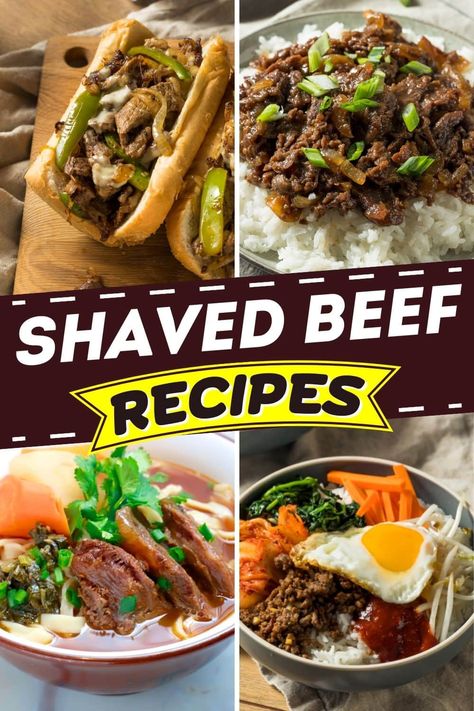 Try these shaved beef recipes for easy, delicious meals everyone will love. From sandwiches to pasta to fajitas, thinly-sliced steak makes for some tempting dishes. Shaved Beef Dinner Ideas, Leftover Shaved Steak Recipes, Finely Sliced Ribeye Steak Recipes, Recipes With Sliced Beef, Sliced Beef Recipes Ideas, Shaved Ribeye Steak Recipes, Shaved Beef Steak Recipes, Sliced Steak Recipes, Shaved Steak Recipes