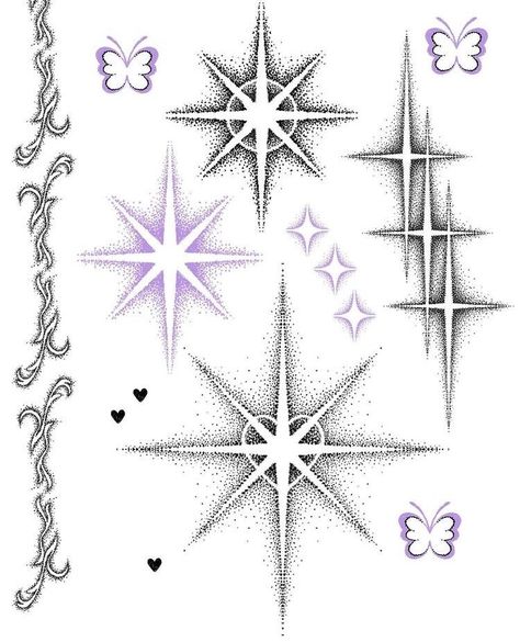 Purple Tattoos, Sigil Tattoo, Star Tattoo Designs, Handpoke Tattoo, Tattoo Portfolio, Tattoo Flash Art, Black Ink Tattoos, Dope Tattoos, Star Tattoos