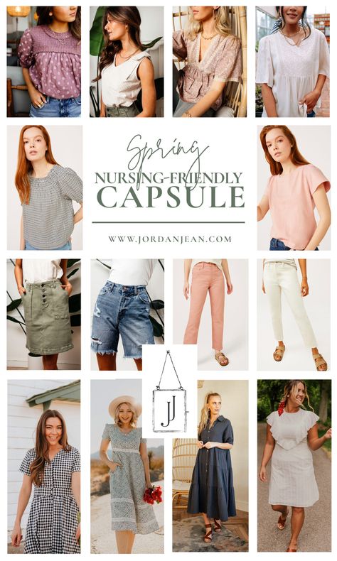 Nursing-Friendly Capsule + A New Unexpected Brand that I Love - Jordan Jean Jordan Jeans, Big Pant, Wardrobe Capsule, Navy And White Dress, Spring Capsule, Motherhood Journey, Gingham Tops, Nursing Friendly, Purple Blouse