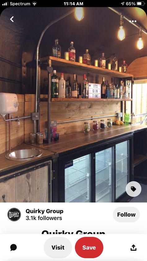 Diy Bar Trailer, Mobile Coffee Shop Interior, Mobile Bar Decor Ideas, Mobile Horse Trailer Bar Ideas, Horse Trailer Bar Conversion, Camper Mobile Bar, Bar Trailer, Trailer Bar Ideas, Coffee Trailer Interior