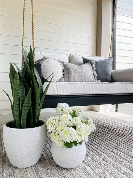 Wilmington Indoor/Outdoor Rug curated on LTK Front Porch Styling, Potted Snake Plant, Porch Styling, Fake Potted Plants, Porch Styles, Porch Flowers, Artificial Potted Plants, Artificial Plants Outdoor, Outdoor Flowers