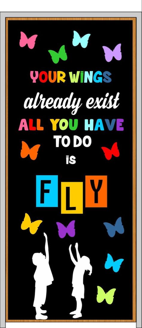 Kindergarten Door, Class Door Decorations, Butterflies Classroom, Soft Board Decoration, Letters Decoration, Teacher Door Decorations, Preschool Door, Teacher Portfolio, Door Letters