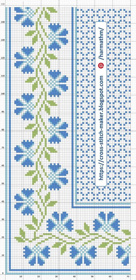 Cross Stitch Patterns: March 2024 Cross Stitch Patterns Borders, Cross Stitch Border, Cross Stitch Boarders, Small Blue Flowers, Cross Stitch Border Pattern, Mini Cross Stitch, Needlework Embroidery, Cross Stitch Borders, Border Pattern