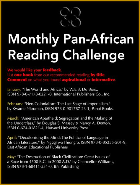 Push away from the corrosive mindless entertainment that seduces positions against our African values, and invest time in personal development.  Pick up a Pan-African book.  Need help?  We’ve got you!  We are a great people. #AfricaWillRise  #OneAfricanGiant  (25PIANKHI © 2020 All Rights Reserved) Pan African, African Literature, Film Recommendations, Pan Africanism, Black Literature, Healing Books, Reading Goals, Black Knowledge, Black Books