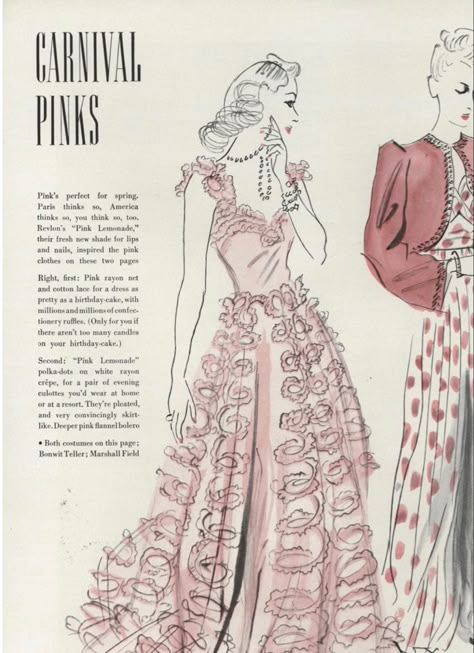 Old Vogue, Coquette Dollette Aesthetic, Vintage Vogue Magazine, Vintage Fashion Sketches, Dress Coquette, Fashion Vogue, Pink Posters, Picture Collage Wall, Pink Bows