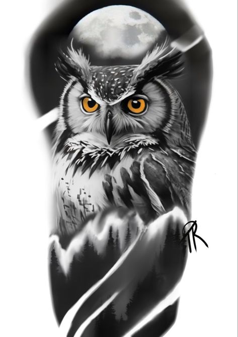 Owl Bicep Tattoo, Realistic Owl Tattoo Design, Owl Tattoo Men, Mars Tattoo, Realistic Owl Tattoo, Tattoo Owl, Art Inspired Tattoos, Animal Tattoo Ideas, Special Tattoos