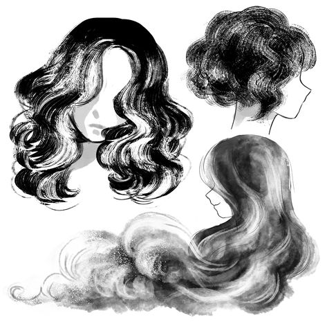 Hair References Drawing, Realistic Hair Drawing, Movement Drawing, Animiertes Gif, Hair Sketch, Hair Drawing, Sketch A Day, Diy Beauty Hacks, Guy Drawing