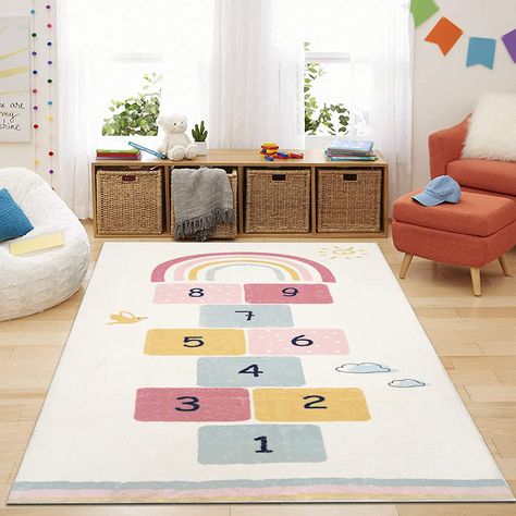 Kids Bedroom Carpet, Educational Playroom, Hopscotch Rug, Rainbow Girls Room, Playroom/living Room, Mat For Bedroom, Kids Area Rugs, Playroom Nursery, Playroom Rug