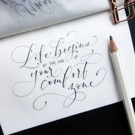 814 Likes, 15 Comments - Minortismay | May C. Tong (@minortismay) on Instagram: “I am so not in my comfort zone at the moment..... So it begins..... #pencilcalligraphy…” Pencil Calligraphy, Calligraphy Quotes Doodles, English Calligraphy, Kaligrafi Arab, Calligraphy Drawing, Faux Calligraphy, Hand Lettering Inspiration, Hand Lettering Art, How To Write Calligraphy