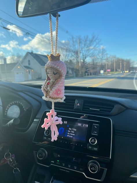 Virgin Mary Charm, Rearview Mirror Charms, Car Mirror Ornament, Religious Figures, Virgin Mary Car Decor, Special Gift, Religious Gift - Etsy Crochet Virgin Mary, Car Decor Ideas, Rearview Mirror Charms, Mirror Ornament, Mirror Charms, Crochet Fairy, Crochet Car, Crochet Jewelry Patterns, Crochet Keychain Pattern