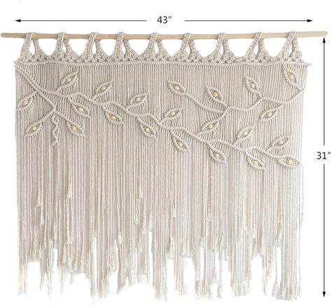 Amazon.com: Youngeast Macrame Wall Hanging Woven Tapestry Bedroom Curtain Leaf Shape Living Room Curtains Wall Decor : Home & Kitchen Boho Window Treatments, Curtain For Window, Macrame Curtains, Curtains Boho, Tapestry Curtains, Leaf Curtains, Beaded Macrame, Bohemian Curtains, Tapestry Bedroom