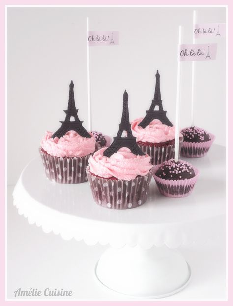 Paris Cupcakes, Diy Paris, Paris Birthday, White Cupcakes, Cupcake Flavors, Paris Party, Paris Theme, Themed Cupcakes, Cupcake Party