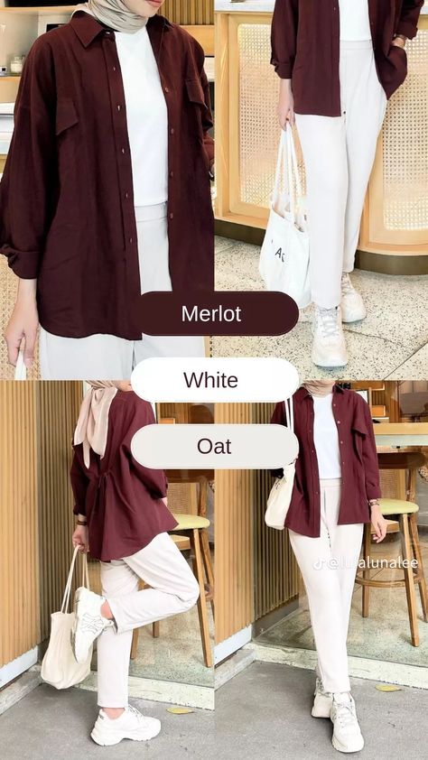 Mix And Match Outfits Hijab, Smart Casual Women Outfits, Stylish Outfits Casual, Simple Casual Outfits, Mix Match Outfits, Simple Style Outfits, Colour Combinations Fashion, Color Combos Outfit, Color Combinations For Clothes