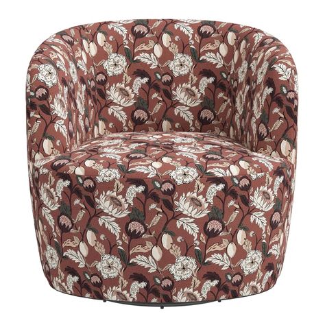 Joss & Main Mina 30" W Swivel Barrel Chair & Reviews | Wayfair Floral Chairs Living Room, Floral Chair Living Room, Floral Chair, Cozy Chair, Swivel Barrel Chair, Barrel Chair, Accent Chairs For Living Room, Birch Lane, Extra Seating