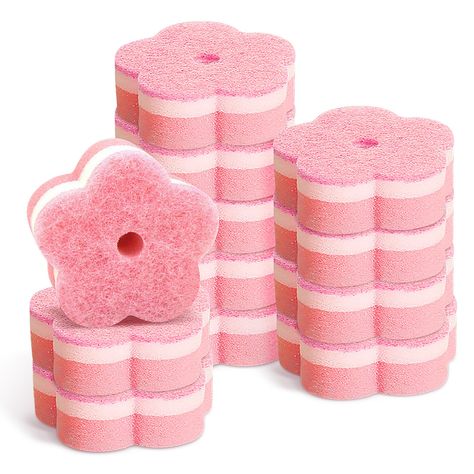 Cute Kitchen Dishes, Cute Kitchen Set, Cute Stuff For Kitchen, Cute Kitchen Stuff, Pink Cleaning Supplies, Girly Kitchen Decor Apartment, Sponge Hacks, Cute Pink Kitchen, Pink House Decor