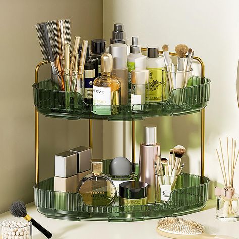 PRICES MAY VARY. 【Corner Bathroom Organizer】Transform cluttered countertop into organized corner spaces with our scalloped bathroom shelves, adding 100% extra storage space, keeping a tidy and organized bathroom or kitchen counters 【Sturdy Acrylic Organizer】Crafted from robust acrylic, rust-proof, water-proof, sturdy and long-lasting, ensuring bathroom sink organizer stable and sturdy enough to withstand daily use without warping or cracking 【Spacious Storage Capacity】Our bathroom tray is 50% la Bathroom Organizer Countertop, Corner Organizer, Kitchen Corner Storage, Dresser Kitchen, Acrylic Bathroom, Organize Bathroom Countertop, Perfume Organizer, Bathroom Sink Organization, Bathroom Counter Organization