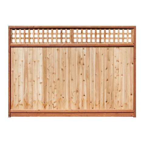 Shop 6-ft x 8-ft Western Red Cedar Lattice-Top Wood Fence Panel at Lowes.com Fence With Lattice Top, Cedar Paneling, Picket Fence Panels, Privacy Fence Panels, Square Lattice, Pallet Fence, Lattice Fence, Fence Styles, Front Yard Fence