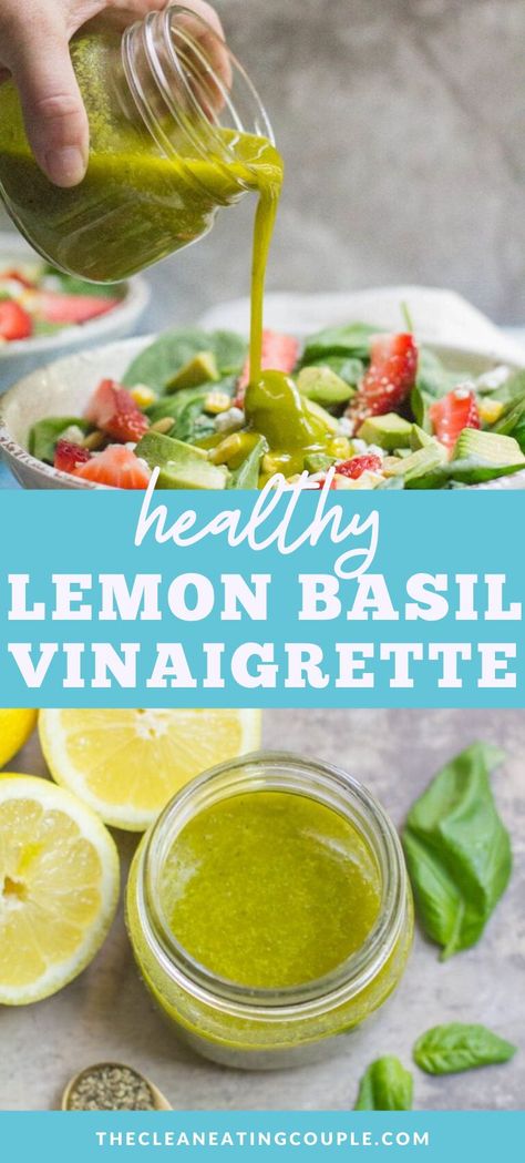 Herb Recipes, Lemon Basil Vinaigrette, Healthy Dressing Recipes, Fresh Basil Recipes, Basil Vinaigrette, Easy Salad Dressing, Basil Recipes, Salad Dressing Recipes Homemade, Salad Pasta