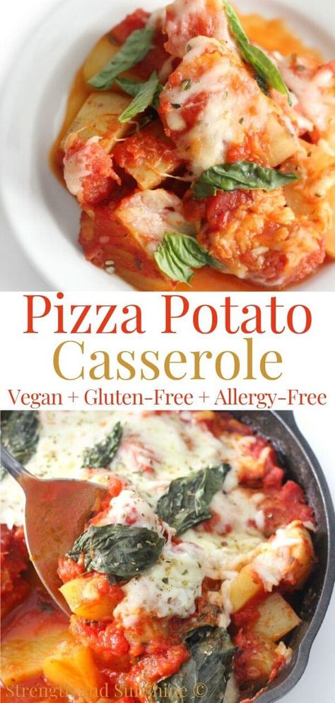 Pizza Potatoes, Casserole Vegan, Recipe For Pizza, Potatoes Casserole, Plant Based Pizza, Delicious Pizza Recipes, Pizza Sauce Homemade, Vegan Potato, Pizza Pizza