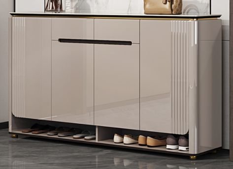 Designer Shoe Rack Ideas, Shoes Rack Design Modern Entrance, Luxury Shoe Rack Design, Corridor Storage Ideas, Shoe Unit Design Modern, Shoe Unit Design, Entrance Shoe Storage Ideas Modern, Shoe Rack Ideas Entryway Entrance, Dining Sideboards