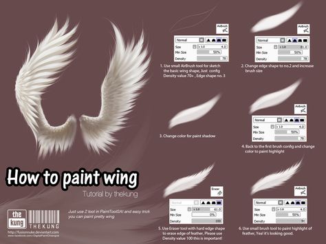 How to paint wing by fusionnuke Wings Drawing, How To Shade, Paint Tool Sai, Digital Painting Tutorials, Clip Studio Paint, Ibis Paint, Anime Drawings Tutorials, Art Tutorial, Painting Tools