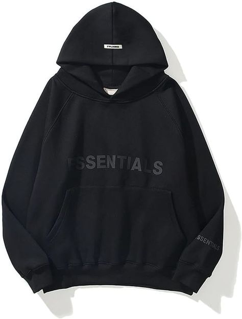 Essentials Hoodie Black, Black Essentials Hoodie, Black Essentials, Essentials Hoodie, Bold Logo, Style Hip Hop, Fear Of God, Hooded Sweater, Casual Hoodie