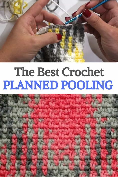 The Best Crochet Planned Pooling Tutorial can be found right here. Marly Bird not only teaches you how to do planned pooling, but how to understand the process, recognize the placement of colors, and how to adjust the tension. With her help, you are going to master the art of crochet planned pooling. Crochet Color Pooling How To, Pooling Yarn Crochet Patterns, Pooled Planning Crochet, Crochet Color Pooling Pattern, Planned Color Pooling Crochet, Planned Pooling Crochet Blanket, Colour Pooling Crochet, Crochet Pooling Free Pattern, Yarn Pooling Crochet