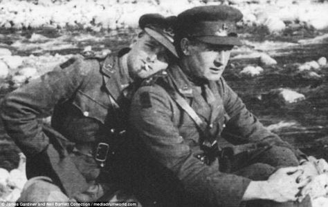 The amazing stories of the gay men who fought in the two world wars has been revealed in a new book - on the 50th anniversary of the decriminalisation of homosexuality. This photograph, taken by Montague Glover, who fought in the First Word War and regularly corresponded with his lover Ralph Hall, shows two soldiers relaxing together near the front Gay History, Ww2 Soldiers, World Wars, Military Men, Man In Love, Abba, Women's Casual, Pose Reference, Amazing Stories