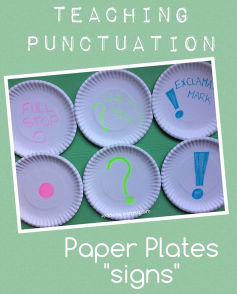 Teaching Punctuation Paper Plate Signs - Teach Me Mommy Teaching Punctuation, Punctuation Activities, Teaching Spelling, Writing Groups, Literacy Games, Free Printable Letters, Language Art Activities, Craft Foam, Literacy Lessons