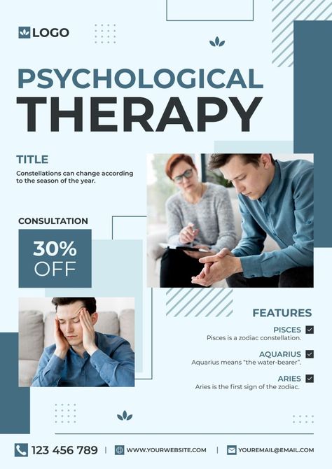 Therapy Poster Design, Psychology Clinic, Psychology Posters, Therapy Poster, Conference Poster, Art Psychology, Standee Design, Psychology Notes, Media Poster