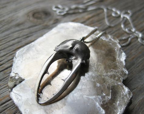 Bug Necklace, Beetle Necklace, Stag Beetle, Witch's Brew, Insect Jewelry, Themed Jewelry, Oxidized Sterling Silver, Everyday Jewelry, Sterling Silver Chains