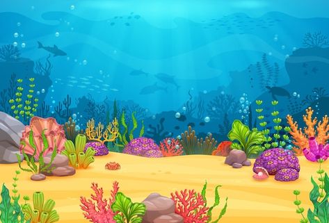 Vector game level cartoon underwater lan... | Premium Vector #Freepik #vector #sea-bottom #ocean #sea-underwater #underwater Cartoon Underwater, Shark Background, Underwater Cartoon, Underwater Landscape, Ocean Clipart, Underwater Background, Sea Background, Underwater Pictures, Vector Game