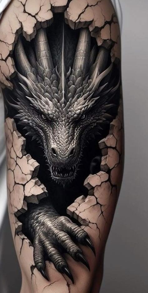 Full Back Tattoo Designs Men, 3d Tattoo Ideas, Tattoo Dragon Men, Demon Dragon Tattoo, Dragon Tattoo Designs Realistic, Dragon Tattoo Ideas For Men, Leg Tattoo Dragon, Leg Sleeve Tattoos For Guys, Full Arm Tattoo Men Sleeve Ideas