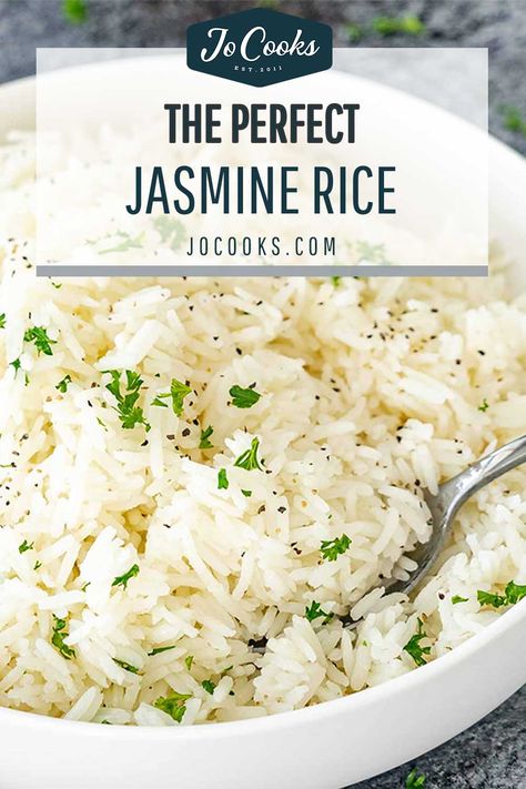 Whip up the perfect Jasmine Rice every time with this easy and foolproof recipe! Delightfully fluffy and aromatic, it's the ideal side for any dish. #JasmineRice #EasySideDishes 🍚👩‍🍳✨ Perfect Jasmine Rice, Rice Recipes Side, Rice In The Oven, Jasmine Rice Recipes, Cooking Jasmine Rice, Art Of Cooking, Jo Cooks, Rice Side, Rice Side Dishes