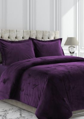 Tribeca Living  Venice Velvet Oversized Duvet Set - Dark Purple - Queen Purple Bedroom Decor, Purple Comforter, Purple Duvet, Purple Bedrooms, King Duvet Set, Velvet Duvet, Purple Bedroom, Purple Bedding, Purple Rooms