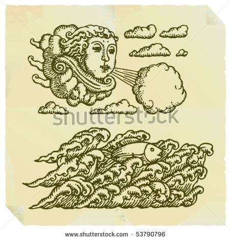 Wind Blowing Stock Photos, Images, & Pictures | Shutterstock Ship Tattoo Sleeves, Wind Tattoo, Wind Sea, Backpiece Tattoo, Medieval Drawings, Cloud Illustration, Cloud Tattoo, Mary Statue, Old Maps