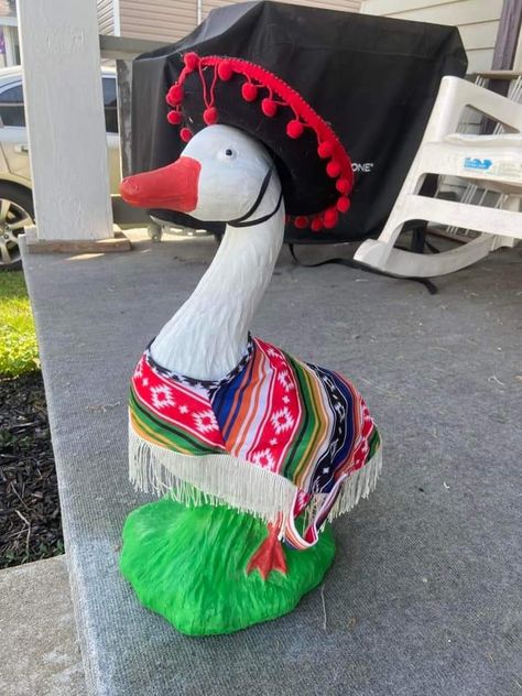 Fall Goose Outfits, Porch Goose Crochet, Concrete Goose Outfits, Porch Goose Clothes Diy, Yard Goose, Porch Geese, Porch Goose Clothes, Pearl Outfits, Goose Costume