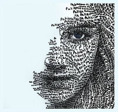 (designeyes.tumblr.com) Art Self Portraits, Altered Portraits, Inspirational Sketches, Typography Portrait, Gcse Art, Arte Sketchbook, Identity Art, A Level Art, Text Art