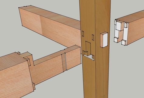 japanese joinery 3 way to post Carpentry Joints, Timber Frame Joints, Timber Joints, Japanese Carpentry, Timber Frame Joinery, Carpentry And Joinery, Japanese Joinery, Timber Frame Construction, Joinery Design