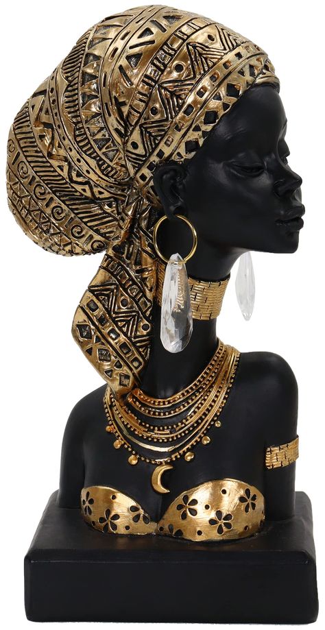 PRICES MAY VARY. Unique Home Decor - This sacred and elegant African tribal lady sculpture is the perfect addition to your home decor style also the perfect collectible statue gift, it is suitable for any lover who appreciates African culture. African Vintage Statues - This figurines is designed with a vintage aesthetic and made of high quality resin material, handmade so that the lines and size of each African statue home decor is unique, African statues are full of art and lifelike. Perfect Si African Lady Art, Black Vintage Aesthetic, Statues For Home Decor, African Statues, African Figurines, Afrocentric Decor, Decorations For Living Room, African Inspired Decor, Diy Dolls