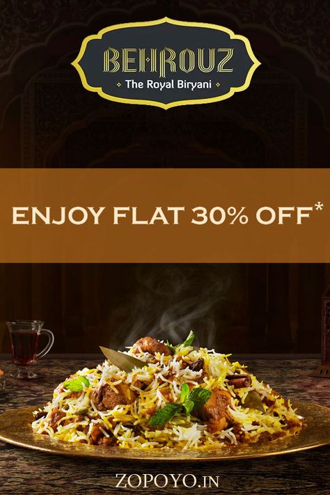 Order the Royal Biryani from #BehrouzBiryani and Get Flat 30% OFF*!!  #behrouzbiryanicoupons #behrouzbiryanioffers #onlinefoodorder #fooddelivery #foodoffers #onlinereataurants #savemoney #OrderviaZopoyo Behrouz Biryani, September 2024, Biryani, Food Delivery, Off Sale, Period