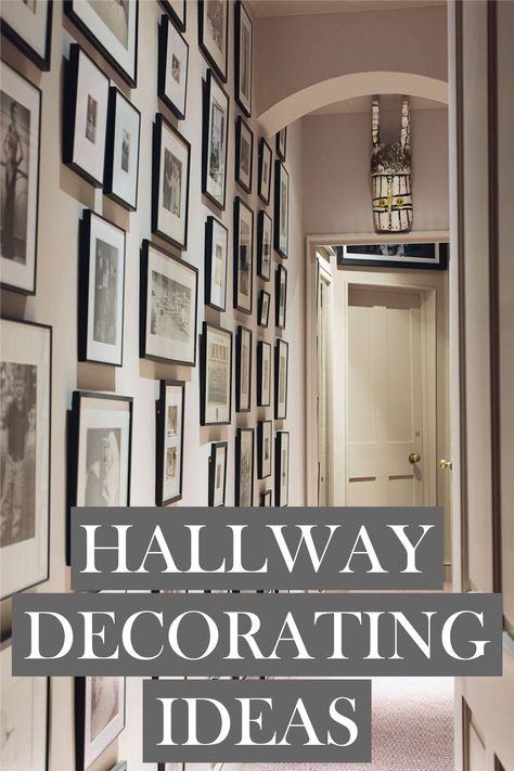 Hall Wall Art Ideas, Picture Wall Ideas Long Hallway, Photo Wall Narrow Hallway, Photos On Hallway Wall, Narrow Hallway Gallery Wall, Narrow Hallway Photo Wall Ideas, Hanging Pictures In A Hallway, Photo Wall Ideas Entryway, Gallery Walls Hallway