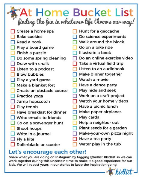 We put together an at home bucket list to get through social distancing together. Let's find the fun in whatever life throws our way! Teenager Bucket List, 365 Jar, Bucket List Printable, Vintage Cuba, Babysitting Activities, Bucket List For Teens, Bored Jar, What To Do When Bored, Things To Do At Home