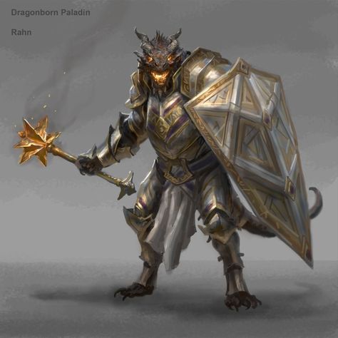 Dragonborn Character Design, Chris Rahn, Dragonborn Paladin, Dragonborn Dnd, Dnd Dragonborn, Dragon Born, Dungeons And Dragons Classes, Dnd Dragons, Fantasy Races